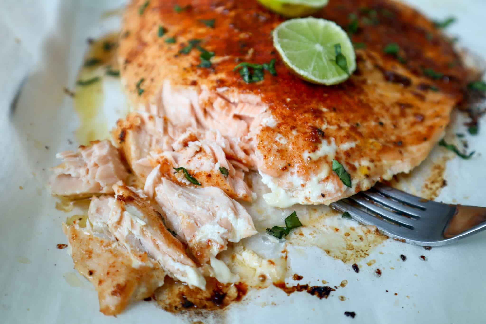 baked salmon in a tray 