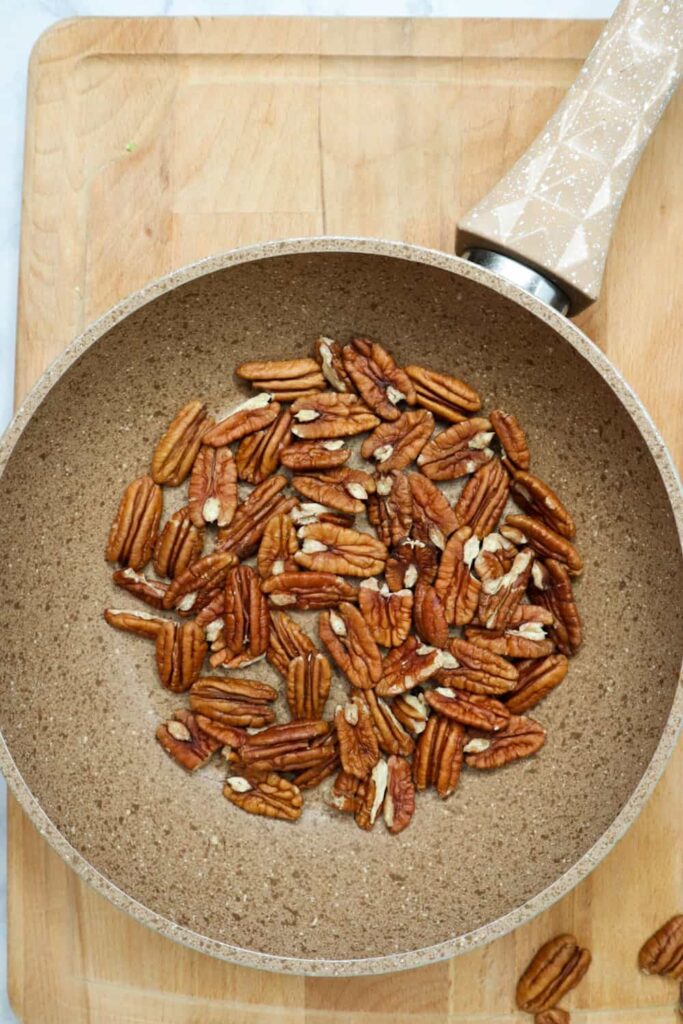 A pan of toasted pecans