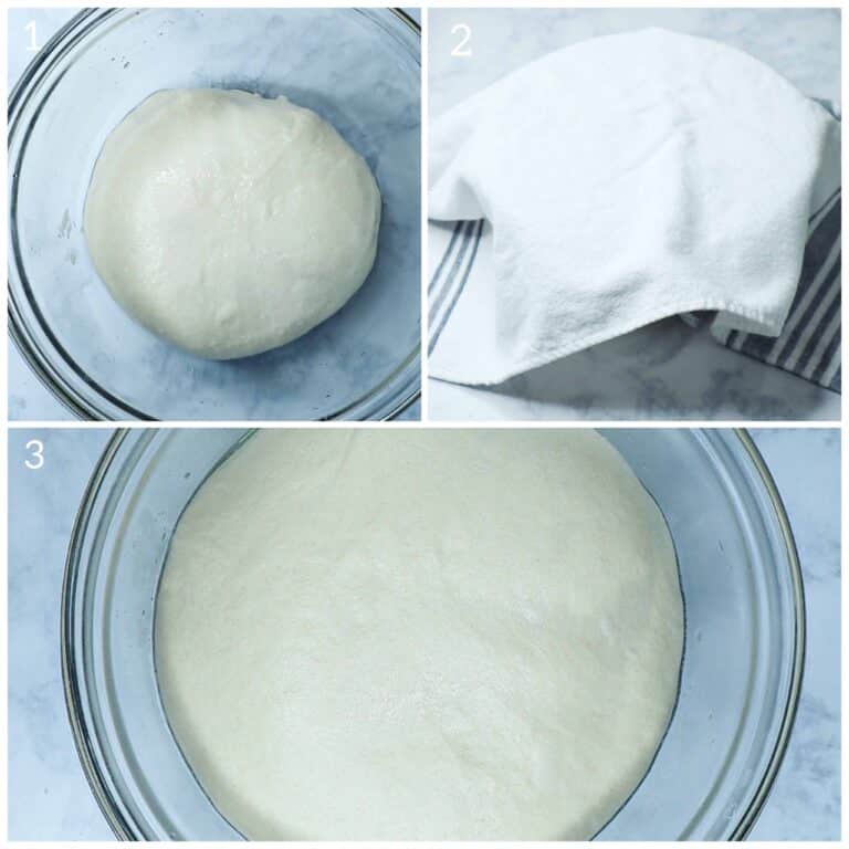 three photos of the dough