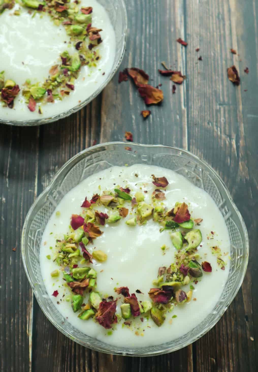 Vegan Muhallebi (Middle Eastern Rose Pudding)