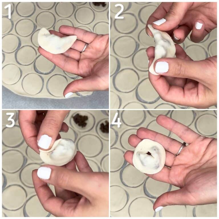 Four steps of how to shape the dumplings