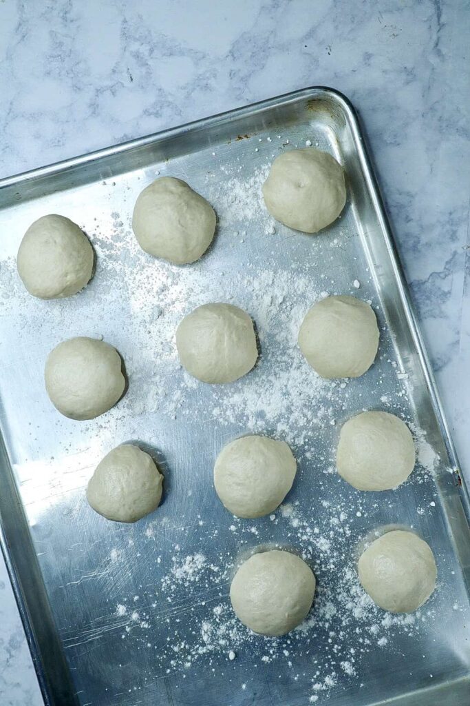 A tray of dough balls 