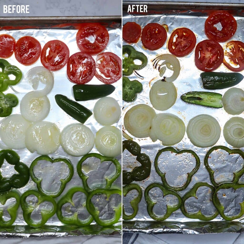 The Veggies before and after baking