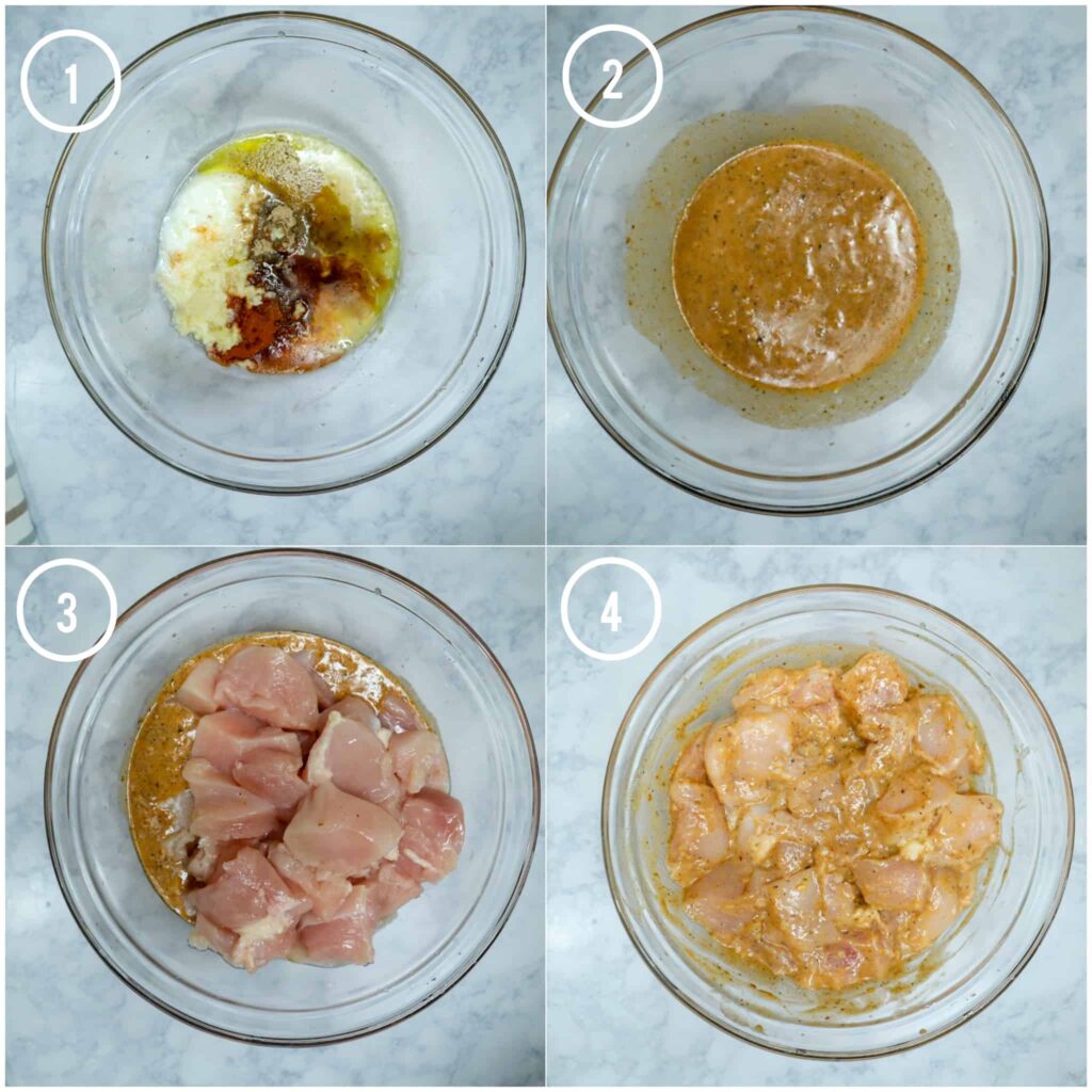 four steps of marinating the chicken